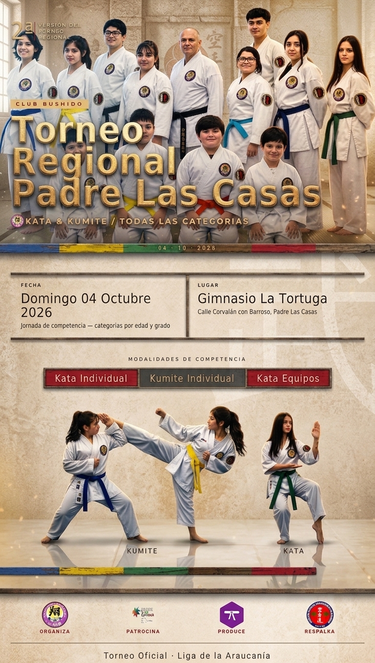 Afiche oficial de SEGUNDO CAMPEONATO REGIONAL CLUB BUSHIDO PADRE LAS CASAS